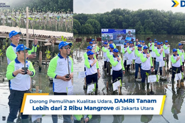 Dorong Pemulihan Kualitas Udara, DAMRI Tanam Lebih dari 2 Ribu Mangrove di Jakarta Utara