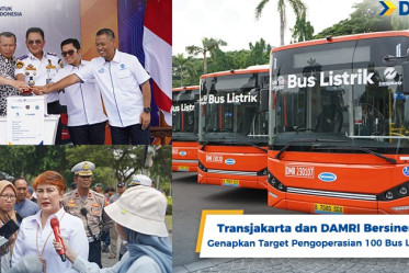 Transjakarta dan DAMRI Bersinergi Genapkan Target Pengoperasian 100 Bus Listrik