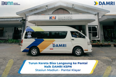 Turun Kereta Bisa Langsung ke Pantai, Naik DAMRI KSPN Stasiun Madiun - Pantai Klayar
